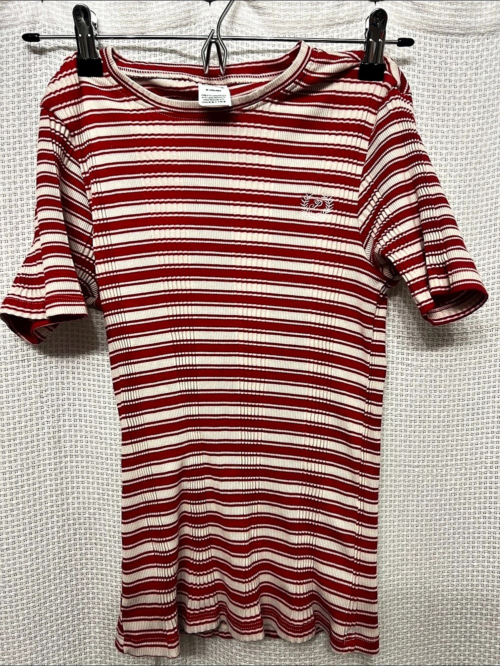 PNK Striped Shirt in Red & Ivory Medium Like New